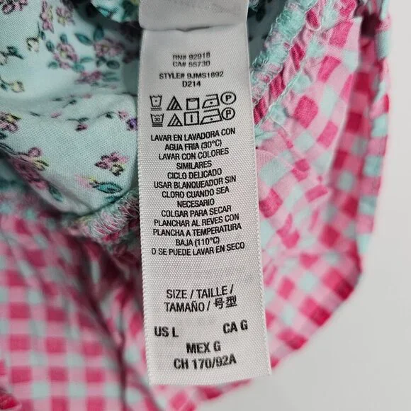 JUICY COUTURE Cami Tank Top size L  AQUA GREEN PINK PURPLE Floral Sleep Pajama - Picture 4 of 9